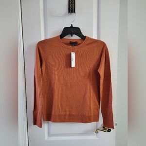 NWT J. Crew Margot Crewneck Sweater Re-Imagined Merino Wool Rust Orange Size XXS